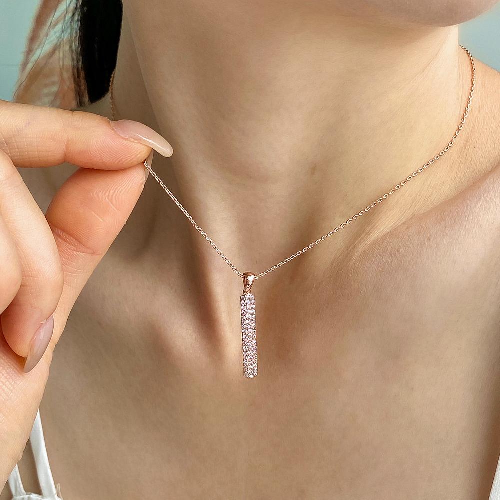 Monograph Piper Necklace Mgnl0398 14K Gold Plated (Rose Gold + Pink Cubic)