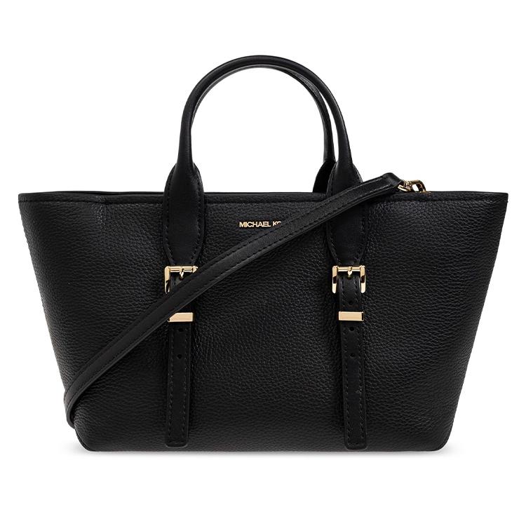 

Michael Kors MK Moore Zipper Closure Logo Small Leather Shoulder Tote Bag Women handbags Black 30R5G9OS1L-BLACK Basic Set (Bag+Dust Bag)