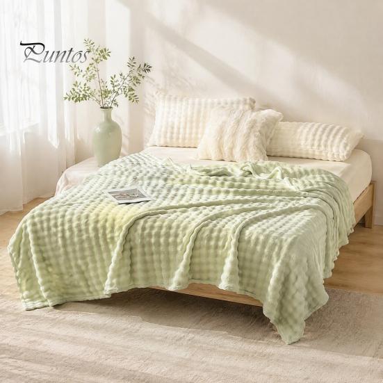 Comfortable Couch Throw Soft Plush Blanket, 3D Bubble Rabbit Fur Texture Thickened Thermal Throw, Double-Sided Milk Velvet Warm Blanket for