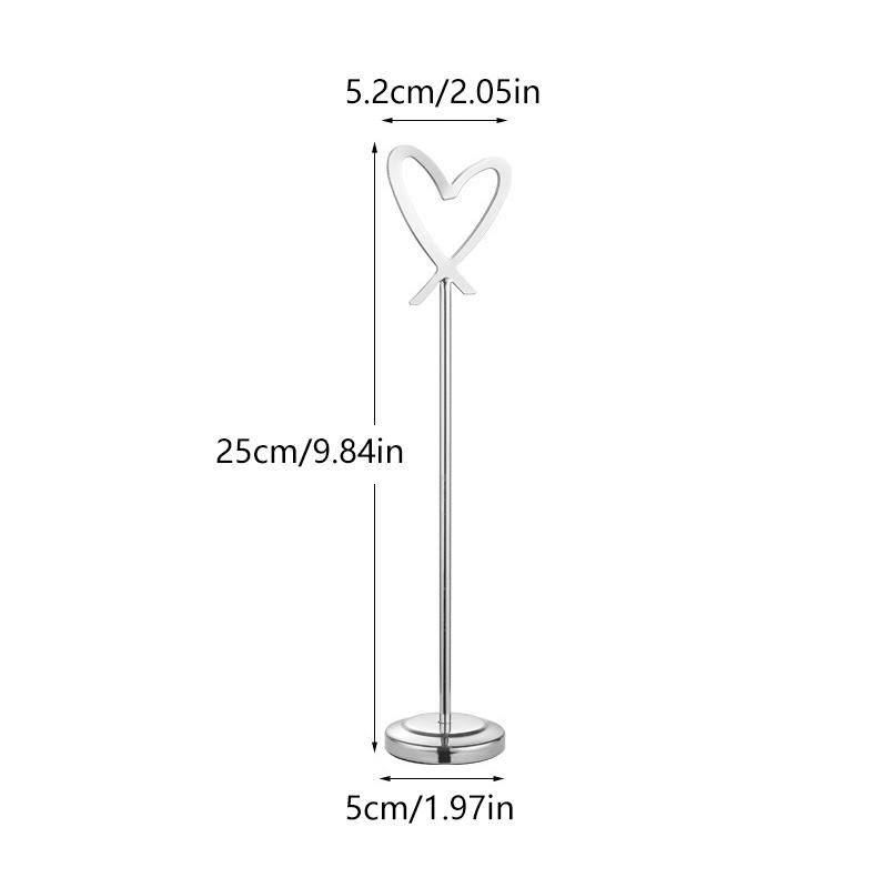 Heart Shape Memo Photo Stand Stainless Steel Card Holder Minimalist Metal Message Board For Home Office Decor With Non-Slip Base