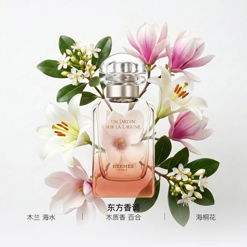 Hermes Lagoon Garden Perfume Oriental Floral Eau de Toilette EDT Magnolia Sea Lily 1096829 1096829-50ml