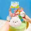 Cartoon Stuffed Animal Doll Keychain Fluffy Doll Squeaky White Dog Pendant  Backpack Decor