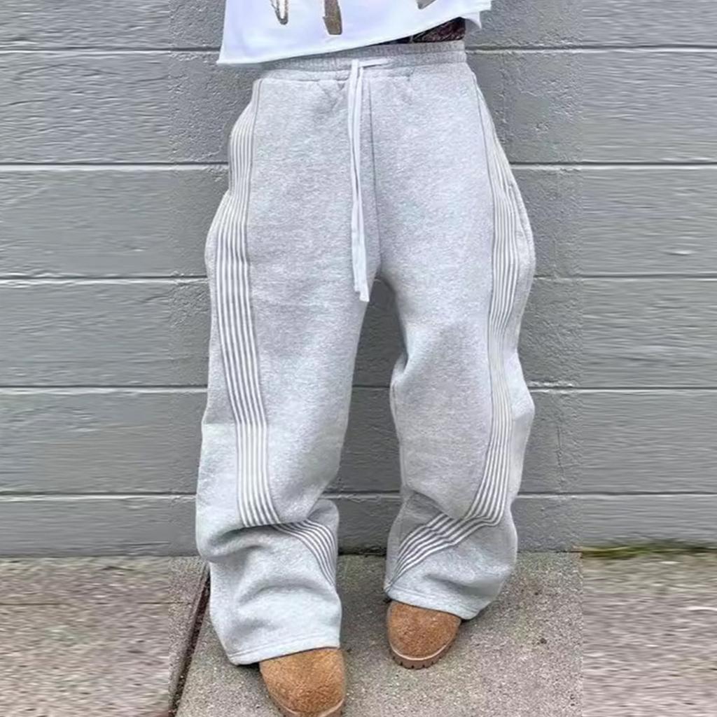 Loose Fit Sweatpants with Drawstring Waist and Side Stripe for Men and Women Casual Sportswear Trousers