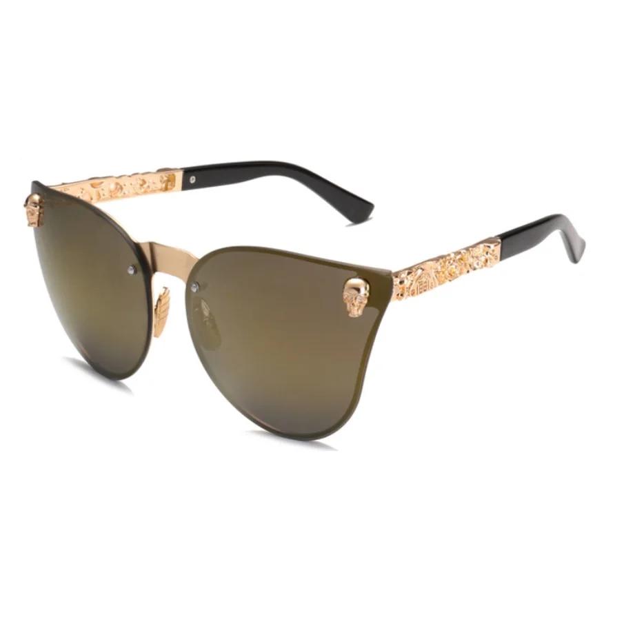 Gothic Skull Sunglasses Women Men Rimless Cat Eye with Skull Head Rhinestone Mirrored Ladies Sun Glasses Punk Metal Shades