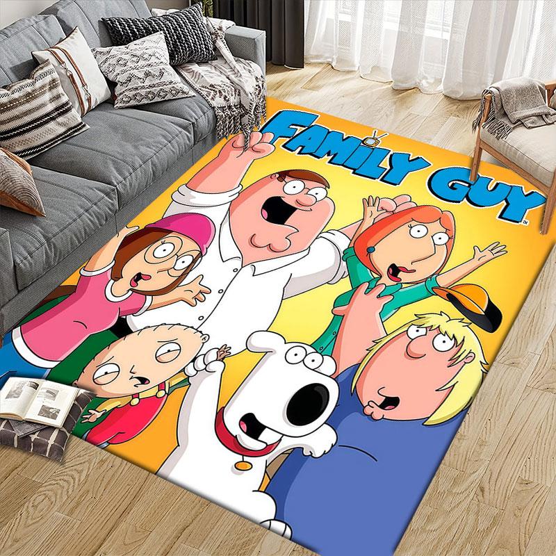 Family Guy Poster Flannel Printed Carpet, Home Sofa Decoration for Living Room & Bedroom, Non‑Slip Play Flannel Floor Mat for Game Room
