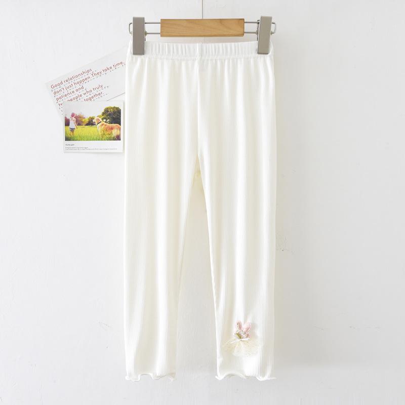 Girls' Summer Ruffle Hem Leggings: Lightweight Nine-Point Pants for Outerwear & Innerwear