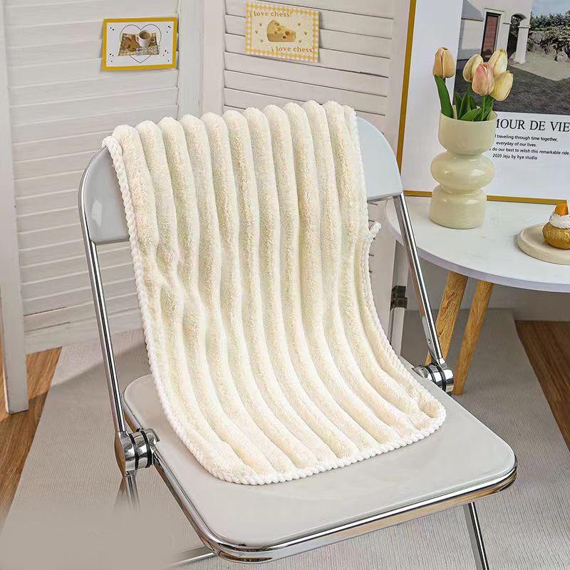 Candy Stripe Coral Fleece Bath Towel Set - Soft, Absorbent, and Includes Face Towel