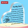 2D Flat, Ized Son Gift Plaque - 10.16x10.16 Cm Glass Effect Graduation/Birthday/Christmas Present with Name & Message - Keepsake for Son from Parents