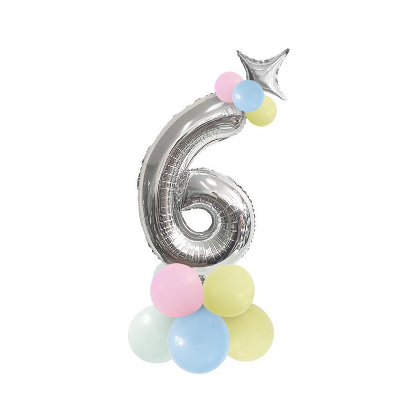 Digital Aluminum Film Balloon Set Balloon Bundle Balloon Column Baby Birthday Party Decoration Arrangement