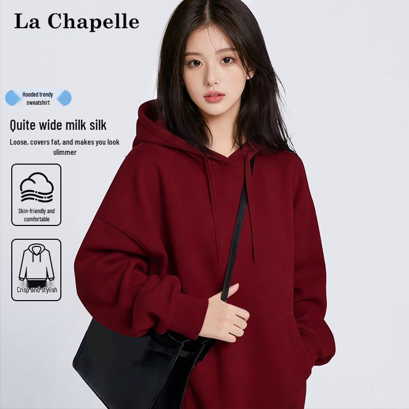 La Chapelle Women's Solid Color Loose Fit Hoodie