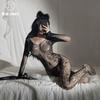 Sexy Lingerie Onesie Sexy Perspective Long-sleeved Jacquard Open File Free Sexy