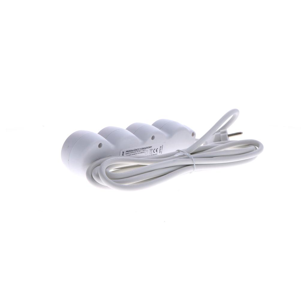 Extension Cord with Switch, 3 Sockets, White, 3 ONNLINE