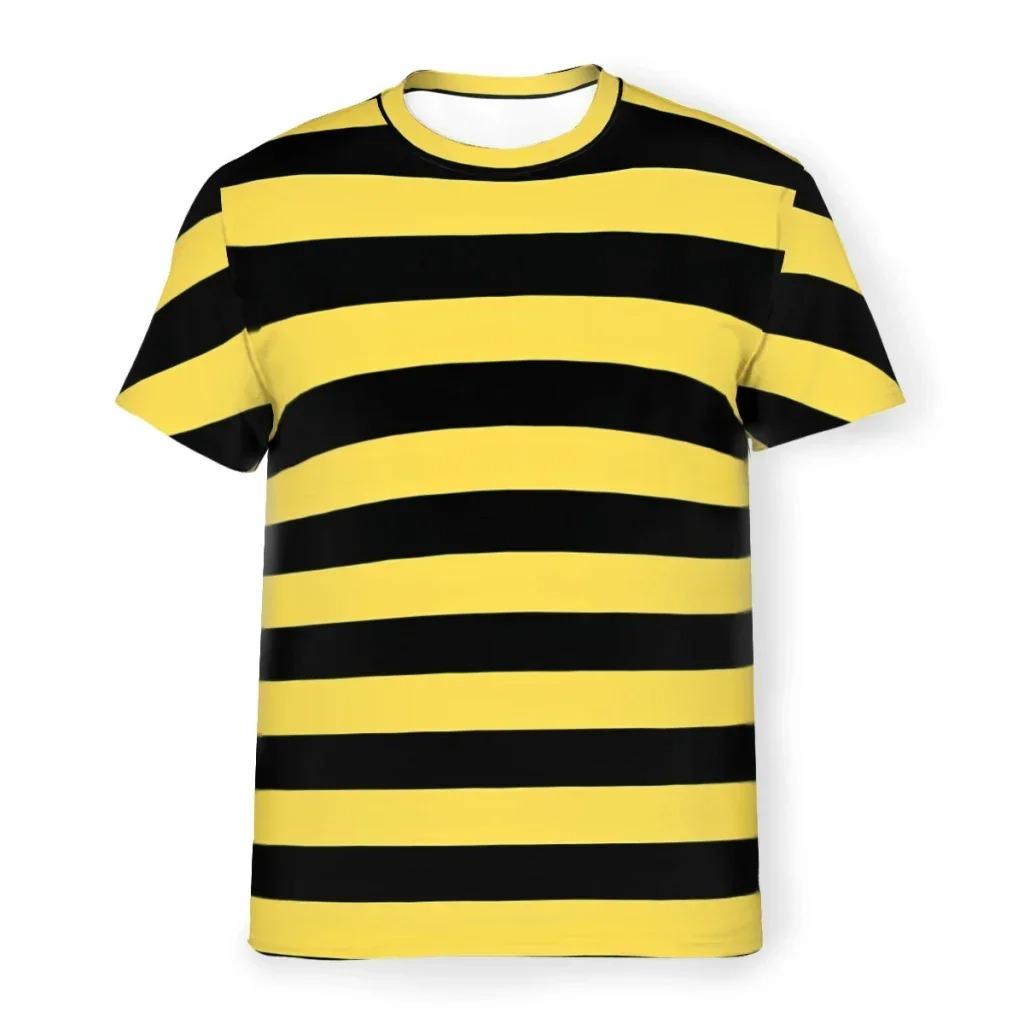 Fashion Color Men s T-Shirt Bee Stripes Black and Yellow Stripes Personalize Men s Thin T-Shirt Hipster Tops Women Tee 4XL