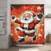 Tuniu Festive Santa Claus Shower Curtain Funny Christmas Bathroom Decor Cute Holiday Fabric Backdrop Waterproof Festive Home Acc