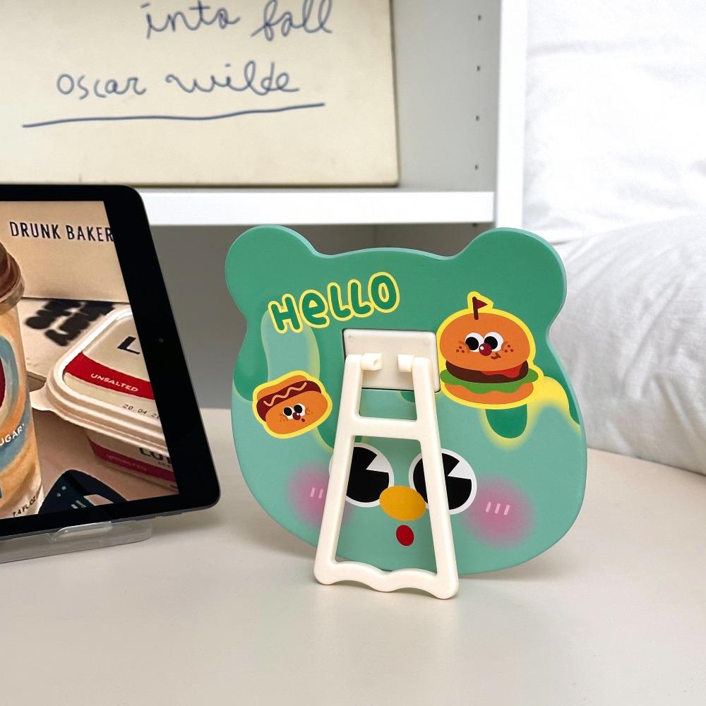 Cute Dual-purpose Bear Head Mirror Foldable Oil-edged Table Mirror Food Series Decorative Vanity Mirror Vanity Use