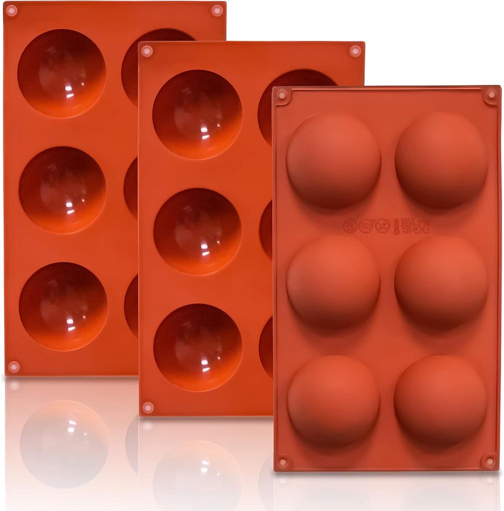 6 Holes Medium Semi Sphere Silicone Molds, 2 Packs Half Sphere Silicone Baking Molds for Making Chocolate, Cake, Jelly, Dome Mousse