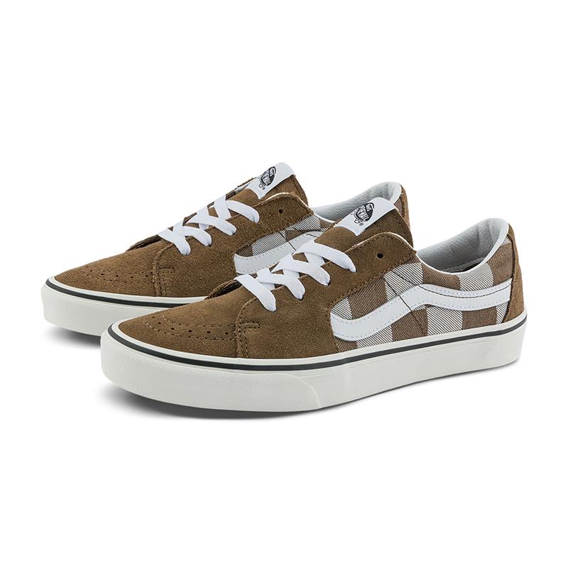 Vans SK8-Low Mocha Brown Checkered Skate Shoes 7.0