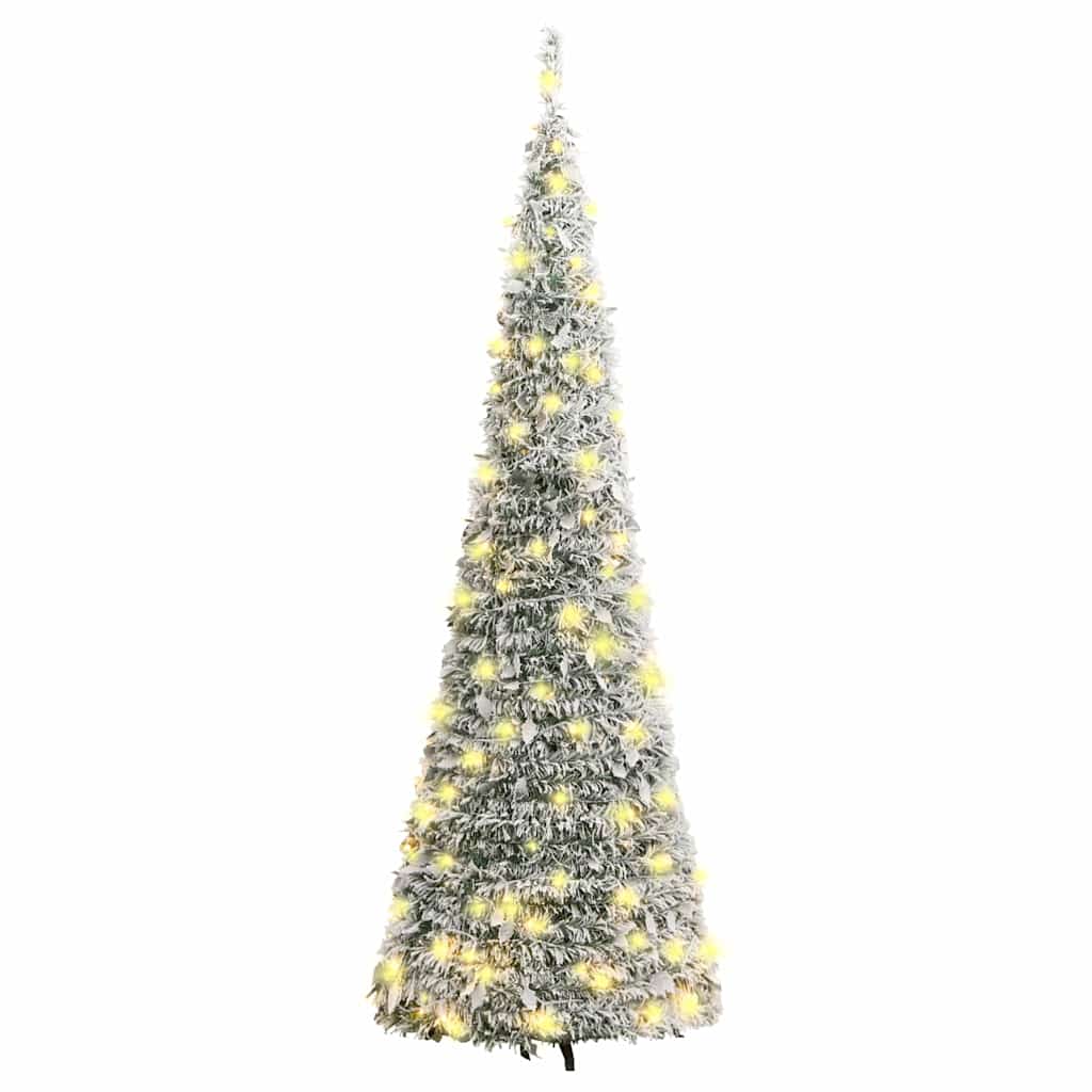 Pop Up Artificial Christmas Tree Snow Frosted 100 LEDs 150 cm