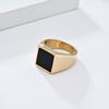 European and American Minimalist Geometric Seal Titanium Steel Ring Mens Cool Style