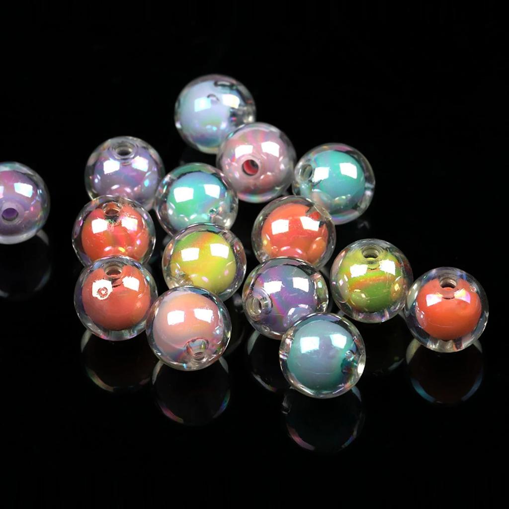 10/60Pcs 16Mm Round Mixed Color Shine Smooth Acrylic Spacer Beads For Jewelry Making Diy Handmade Bracelet Necklace Accessories