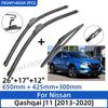 3PCS For Nissan Qashqai J11 2013-2020 26"+17"+12" Front Rear Wiper Blades Windshield Windscreen Window Cutter Accessories 2013