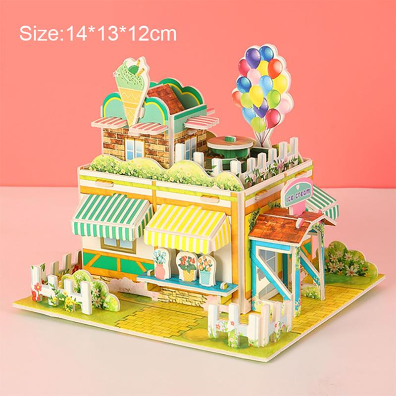 3D Paper Puzzle Montessori Miniature Houses Funny Carton Construction Models For Kids Handmade Educational Toys