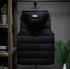 Men's Korean-Style Sleeveless Cotton Vest with Removable Hood, Warm & Trendy for Autumn and Winter.