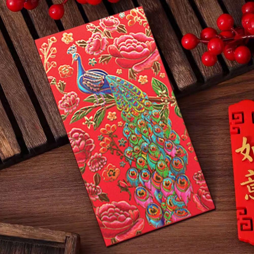 6PCS Vintage Luck Money Envelopes Chinese Style Money Pocket New Year Red Envelope Spring Festival