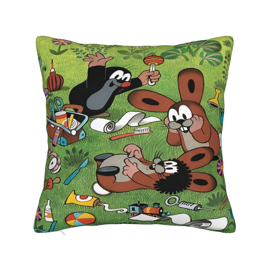 Federa Cuscino Cartone Animato La Talpa Animale Merch Copricuscino Stampato Copricuscini Decorazioni per Auto con Zip Varie Misure