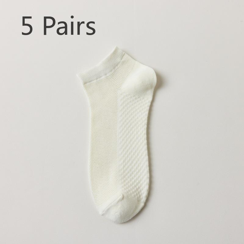 5 Pairs of Men's Summer Pure Cotton Anti Odor Sweat Absorbing Massage Bottom Do Not Drop with Thin Cotton Socks