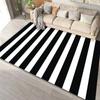 Black White Geometric Rug , Striped Checkered Carpet Soft Non-Slip Doormat , Modern Artistic Floor Mat for Living Room Bedroom