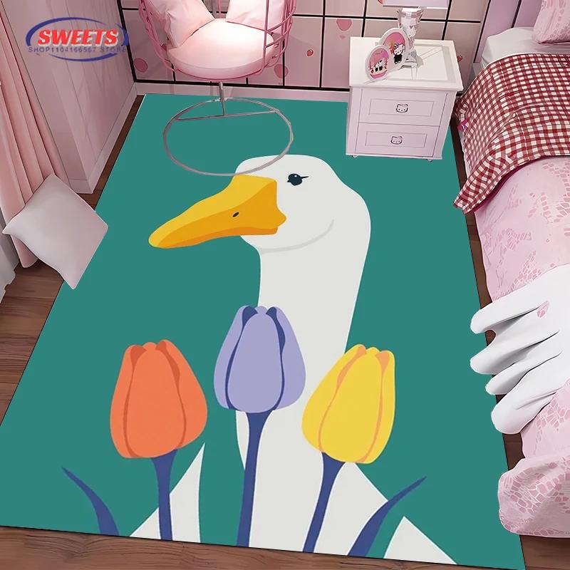 

Мультяшный юмор Ковер Утиная зона для дома, гостиной, детской спальни, дивана, придверный коврик, кухонный пол, противоскользящий, декор, коврик, смешной подарок 150x220cm (59x86in)