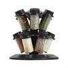 Rotating Black Mushroom Spice Organiser With 12 Glass Jars Removable Sifter Lids HX6C