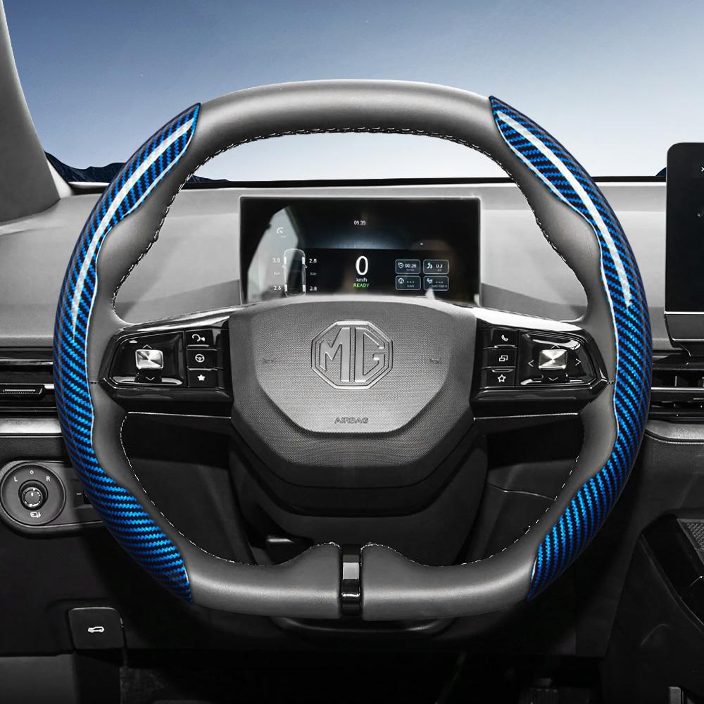 Suitable for Mg Carbon Fiber Texture Steering Wheel Covers with Segmented Quick-Release Design, Durable, Compatible with Zs Astor Ev Hs Phev Mg4 Mg3 M