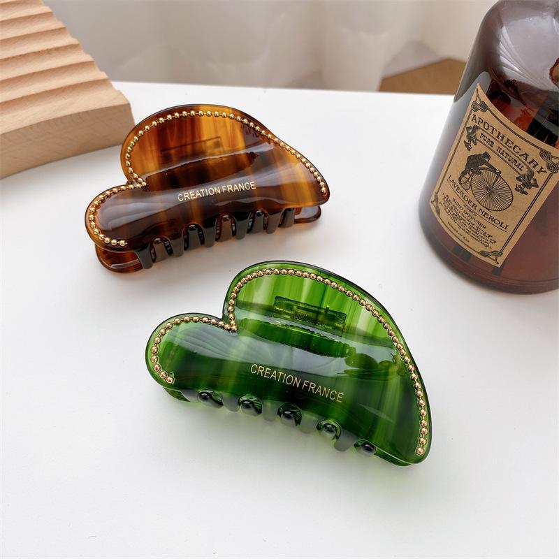 Nanrui Koreanischer Stil Farbverlauf Herz Acetat Haarspange für Damen - Vielseitige Mode Haifisch-Klammer