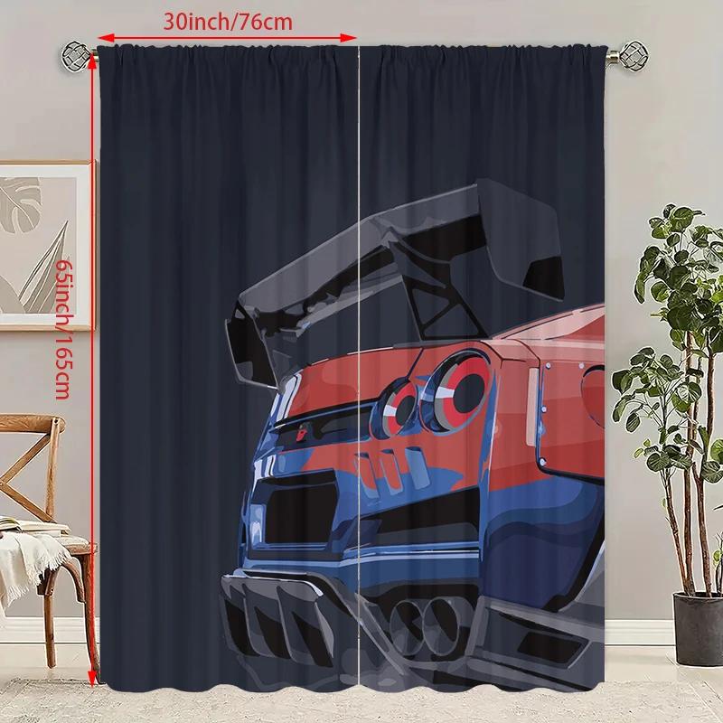 

Set Of 2 Graffiti Gtr Printed Curtain Polyester Material Suitable Bedrooms Living Rooms Study Private Spaces Ideal For Great Room W100*H70(CM)-Grommet top&2PCS