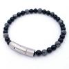 Stainless Steel Tigers Eye Beaded Bracelet Men Women Geometric Style Fashion OL Jewelry