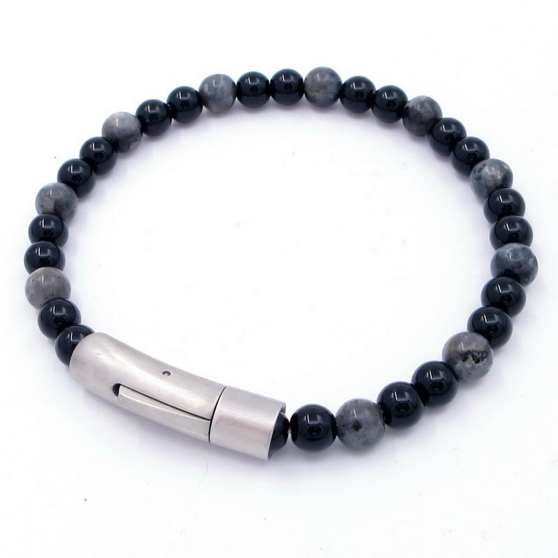 Stainless Steel Tigers Eye Beaded Bracelet Men Women Geometric Style Fashion OL Jewelry