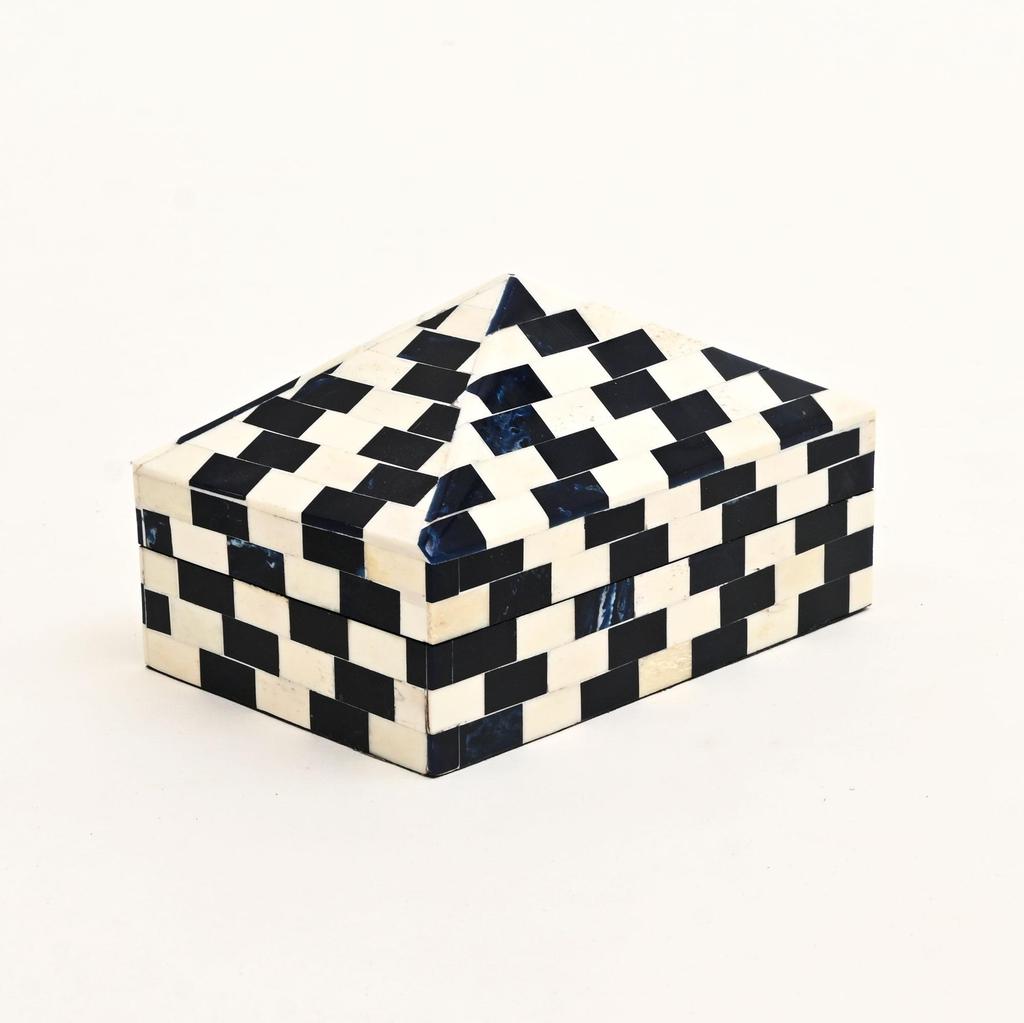 Brick Pattern Pyramid Inlay Box – Handcrafted Decorative Storage for Jewelry & Keepsakes