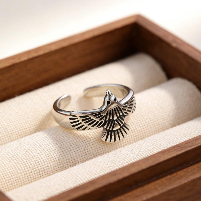 Bf Club Rings For Women Simple Geometric Handmade Irregular Retro Bird Wings Ring Allergy For Birthday Gift