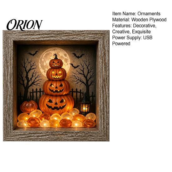 Festive Party Supplies Halloween Lighted Frame Ornaments, Light Up Shadow Box, Warm Cute Decor Atmosphere LED Lights for Home Living Room Bedroom