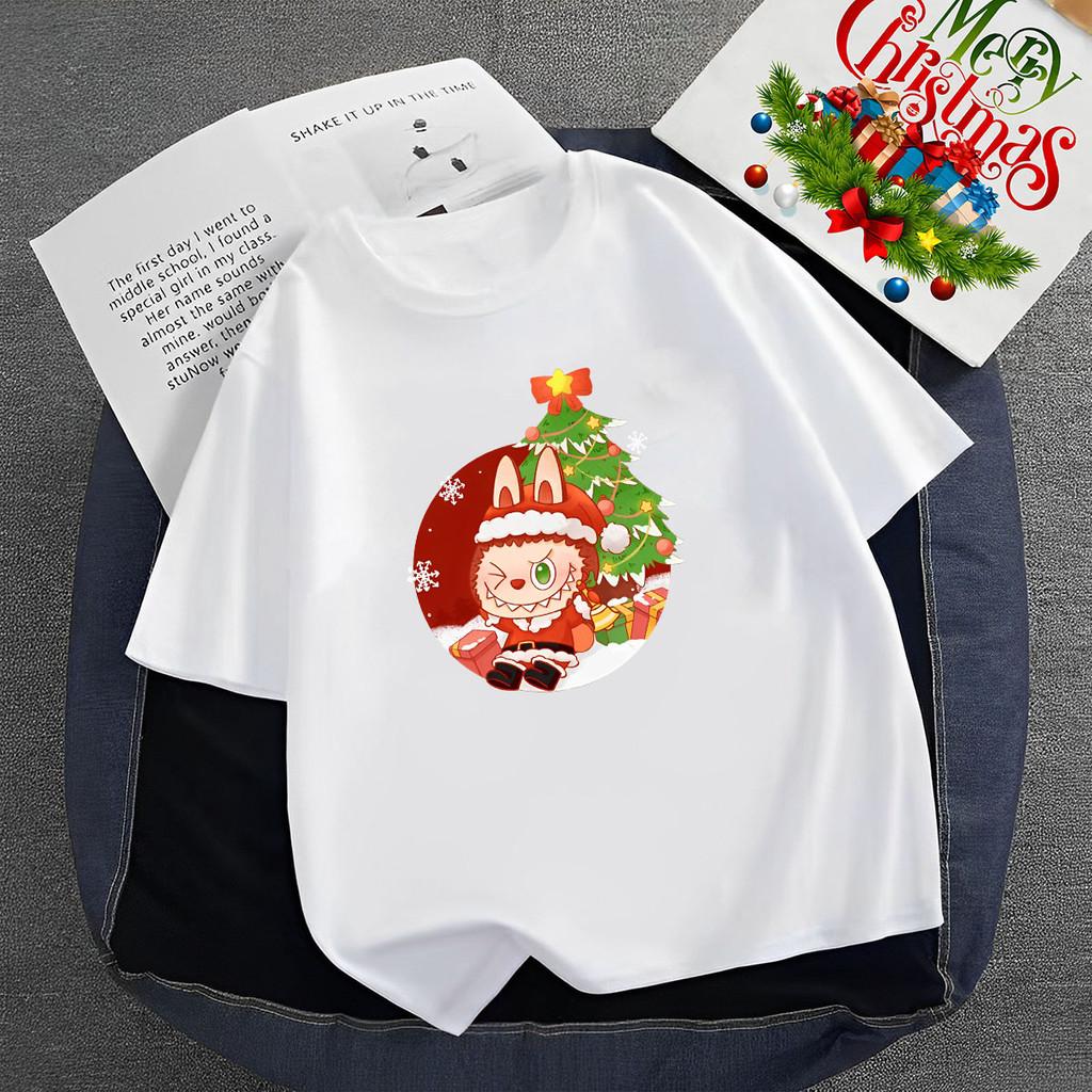 

2025 Рождество&LABUBU Женщины - Милая футболка с мультяшным принтом 100