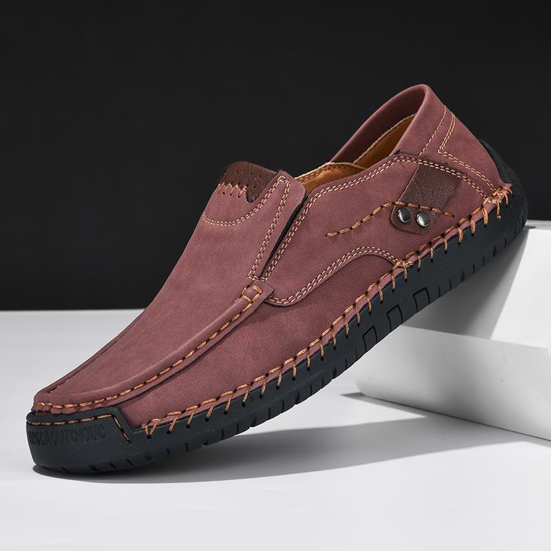 Fashion Spring Fall Men Leather Shoes Fashion Casual Comfortable Slip on Loafers Handmade Leather Men Shoes Flats Moccasins Walking Shoe