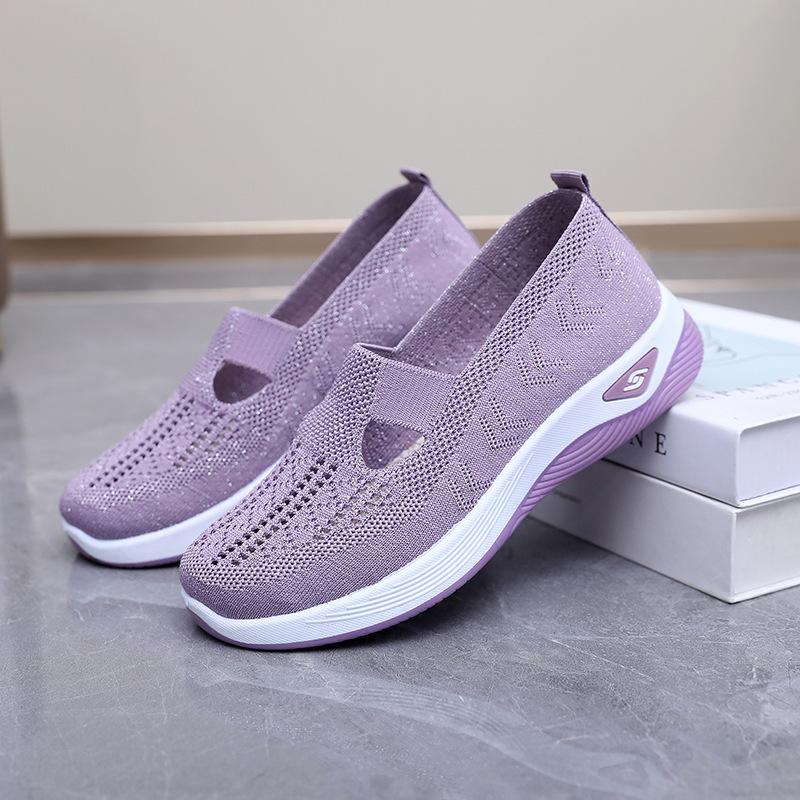 Flying woven women's shoes mother shoes cloth shoes soft-soled women's shoes middle-aged and elderly mother walking women's shoes summer mesh shoes