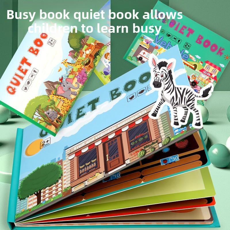 Wooden Traffic Dinosaurs Busy Book Educational Toy With Puzzles Stickers And