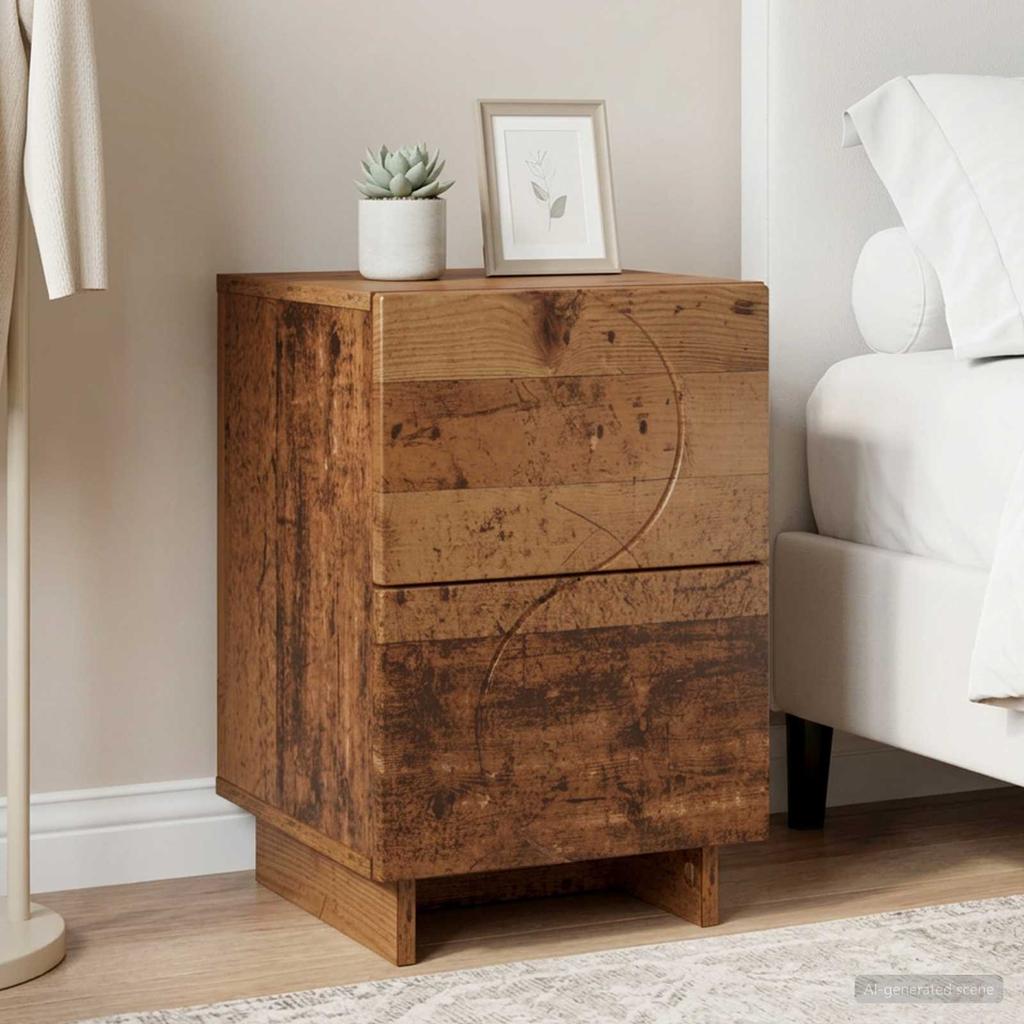 Nightstand Reclaimed Wood 33.5 x 34.5 x 50 cm Engineered Wood