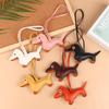 1Pc Men'S Car Dachshund Keychain Pu Leather Dog Keychains  For Women