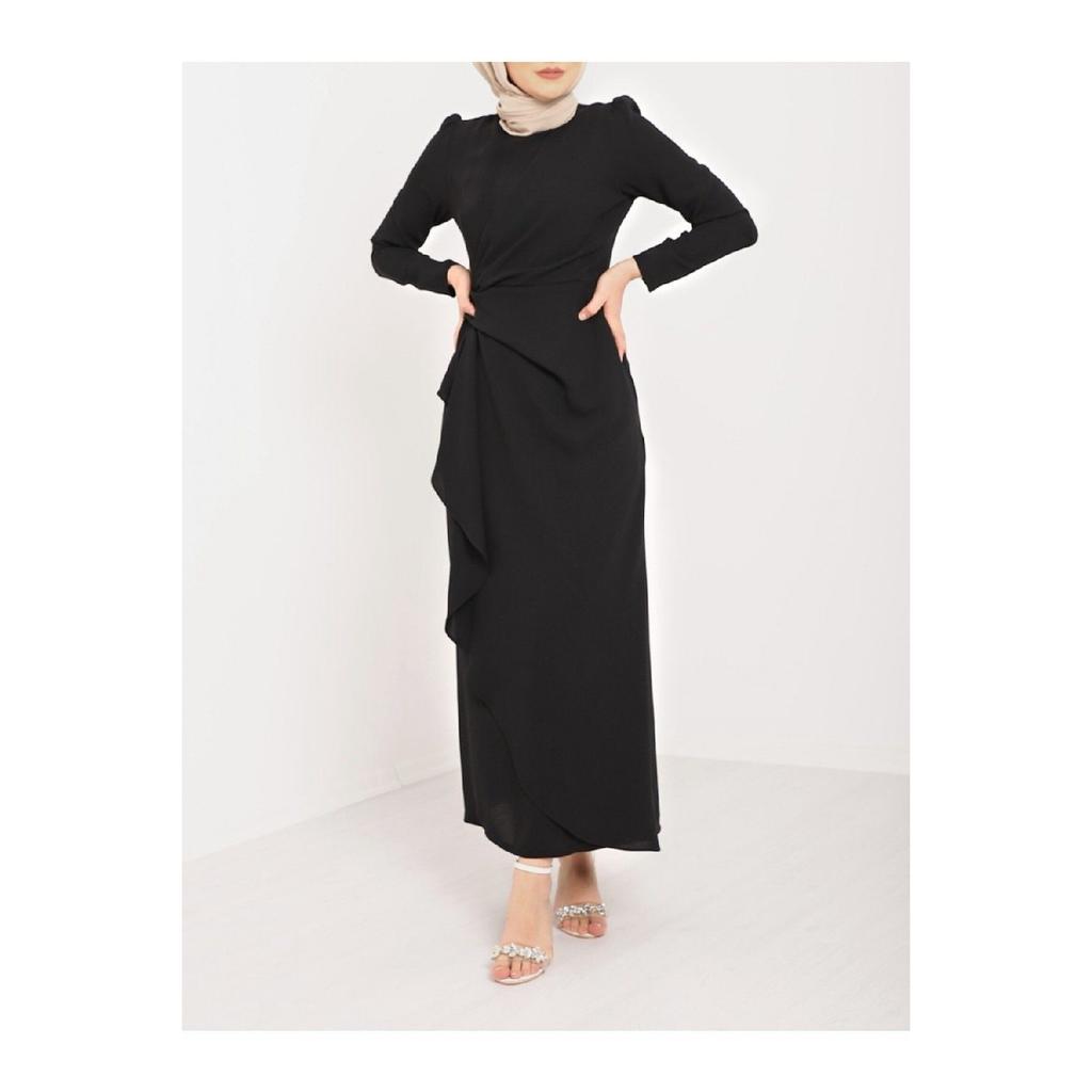 Asymmetrical Crepe Dress With Aller Front And Skirt
