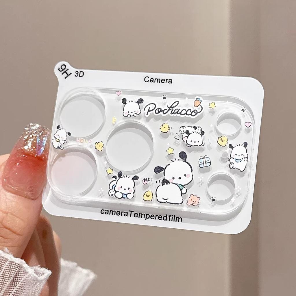 INS Korean Cute Cartoon Clear 9H HD Lens Tempered Glass Film For IPhone 17 Pro Max 16 15 14 Full Back Camera Protector