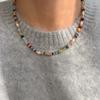 Mode Färgglada Pärlor Sten Naturliga Sötvattenspärlor Halsband För Kvinnor Retro Guldfärg Nyckelbenskedja Halsband Zirkon Gåvor